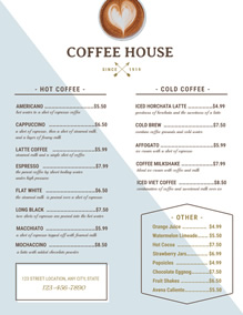 Cafe menu