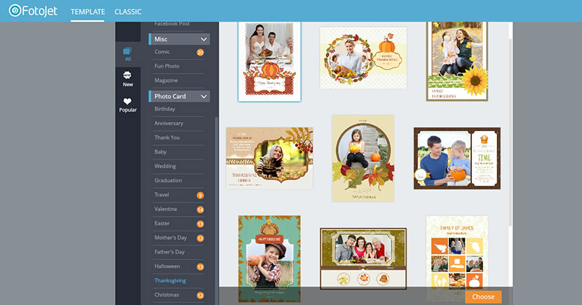 Choose Thanksgiving card template